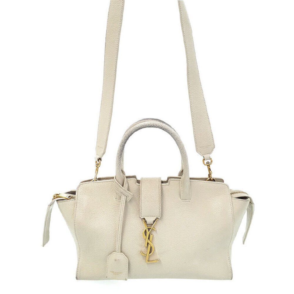 Saint Laurent Downtown YSL leather top handle 2way Crossbody bag White